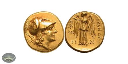سکه یادبود دوره امپراتوری مقدونی از جنس طلا